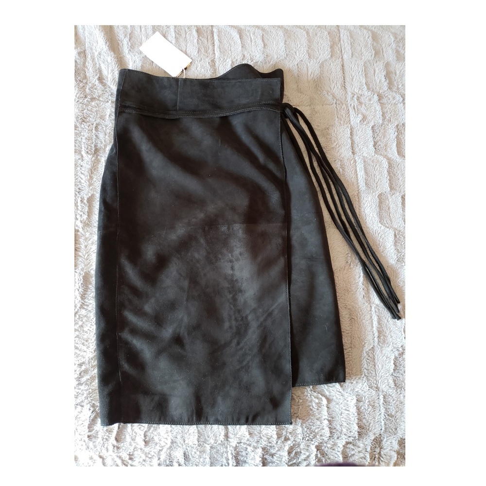 Suede wrap skirt